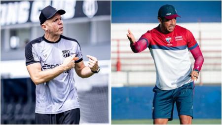 Mozart, técnico do Ceará, e Carpini, técnico do Fortaleza