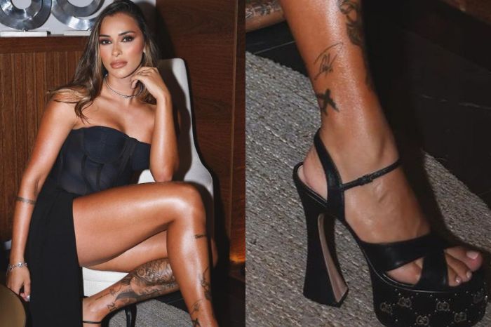 Tainá Castro mantém tatuagem da assinatura de Léo Pereira, feita enquanto eram casados