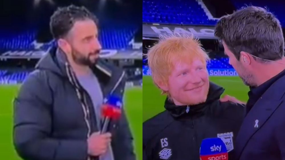 Ed Sheeran se desculpa com técnico da Premier League após interromper entrevista