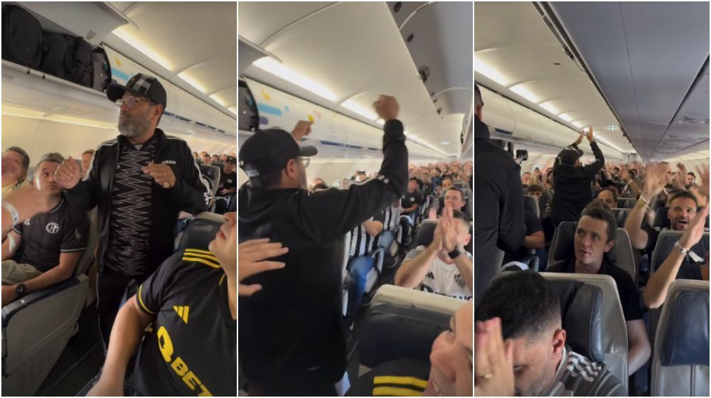 Vídeo: pai de Hulk puxa hino e anima torcedores do Atlético dentro de avião