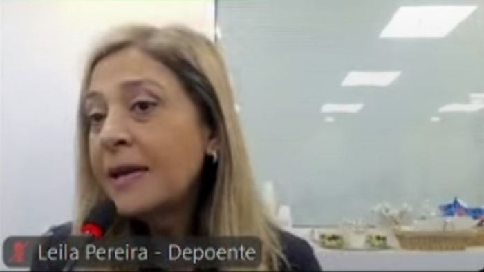 Leila Pereira no julgamento no STJD, no Rio de Janeiro
