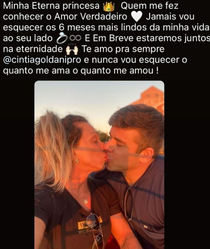 Namorado se despede de fisiculturista Cíntia Goldani e posta causa da morte aos 36 anos: 'Nunca vou esquecer o amor'