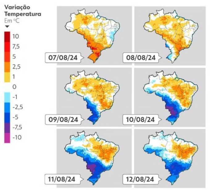 Nova frente fria deve avançar pelo país nos próximos dias em diversas capitais. Nova frente fria deve avançar pelo país nos próximos dias em diversas capitais.