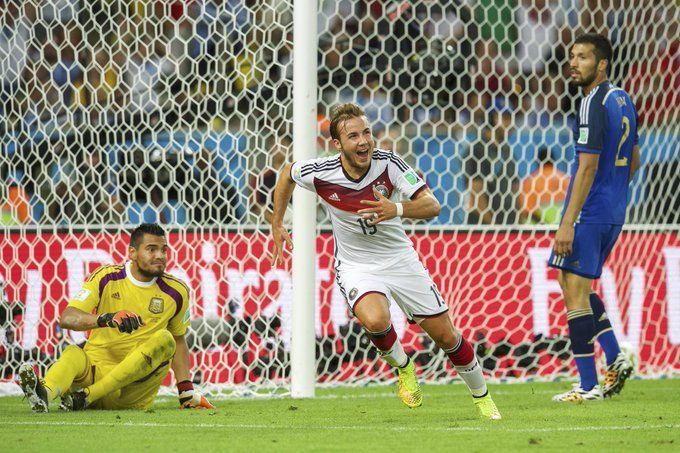 Götze comemora gol da Alemanha na final da Copa do Mundo 2014