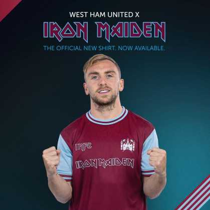 Nova camisa comemorativa do West Ham em colaboração com o Iron Maiden