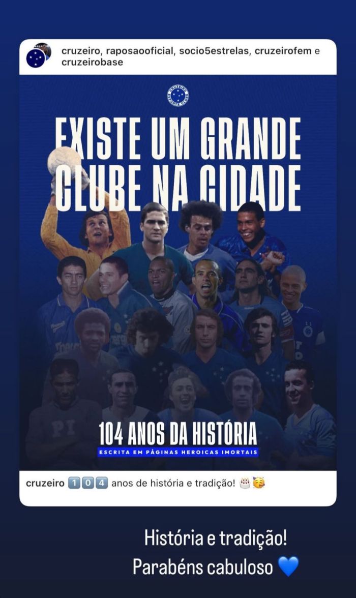Gabigol exaltou o Cruzeiro no dia do aniversário de 104 anos do clube