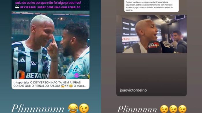 Posts de Deyverson após a confusão contra o Grêmio com direito a 'piscadinha'