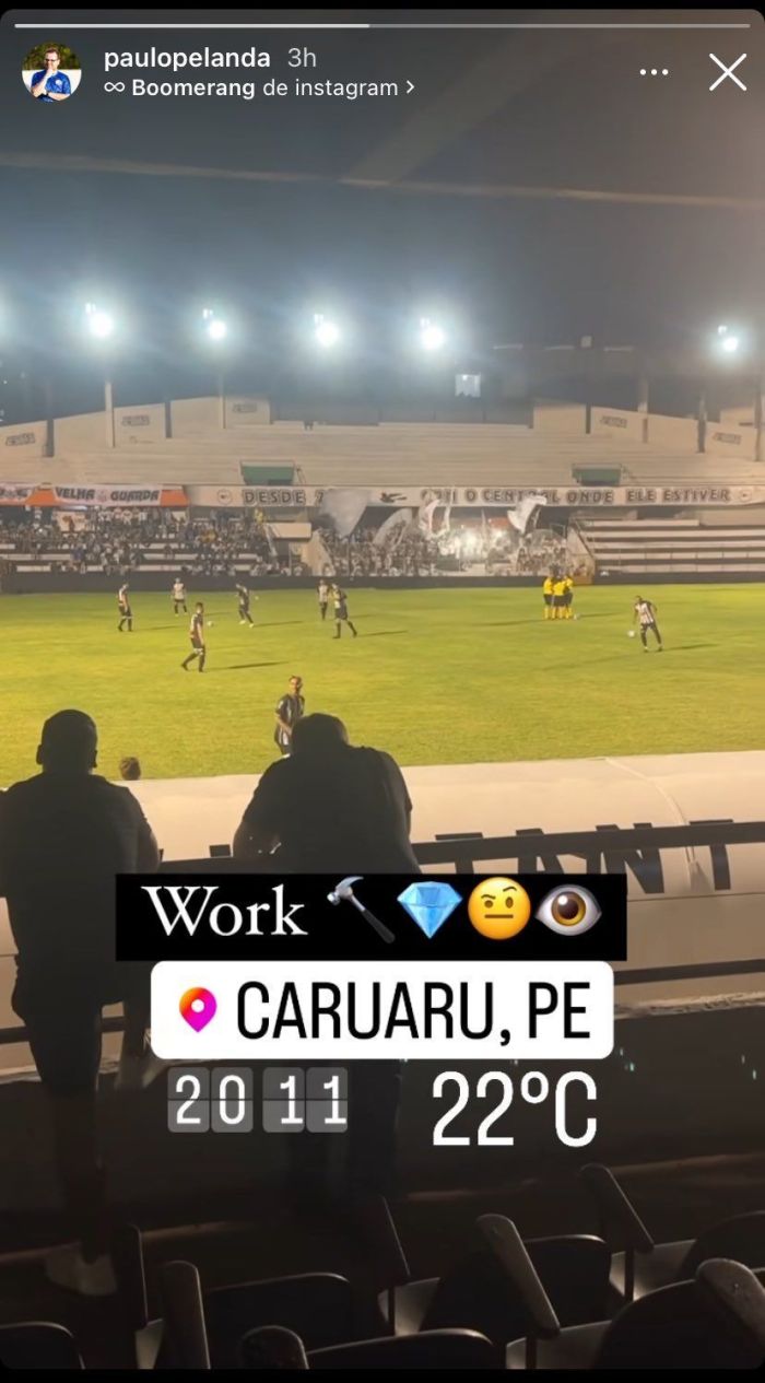 Paulo Pelanda foi a Caruaru ver jogo do Central
