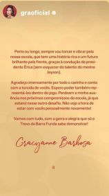 Gracyanne Barbosa é musa da escola de samba Camisa Verde e Branco