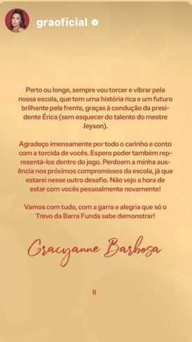 Gracyanne Barbosa é musa da escola de samba Camisa Verde e Branco