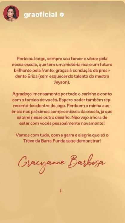 Gracyanne Barbosa é musa da escola de samba Camisa Verde e Branco