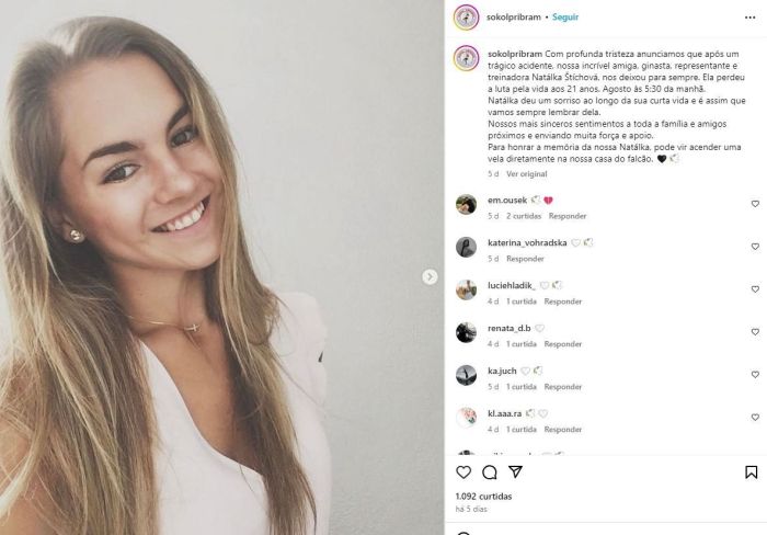 Natalie Stichova, 23, foi declarada morta seis dias depois de cair de uma altura de quase 80 metros da Montanha Tegelberg, na Baviera, Alemanha. Natalie Stichova, 23, foi declarada morta seis dias depois de cair de uma altura de quase 80 metros da Montanha Tegelberg, na Baviera, Alemanha.