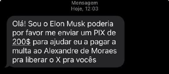 Golpistas pedem 200 reais para evitar a suspensão da plataforma Golpistas se passam por Elon Musk