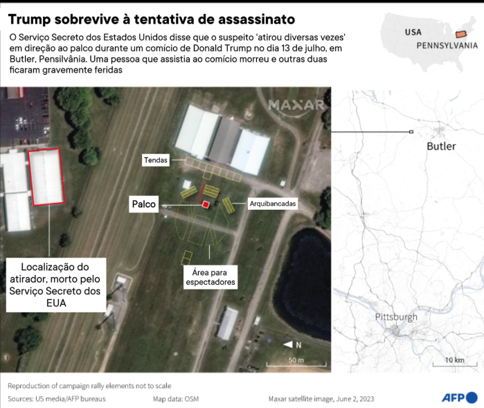 Área em que ocorreu comício do ex-presidente Donald Trump