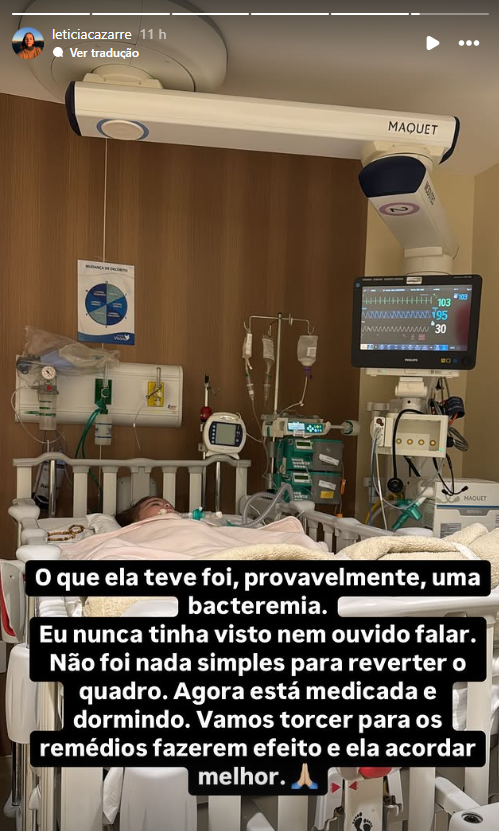 Leticia falou sobre a saúde da filha 