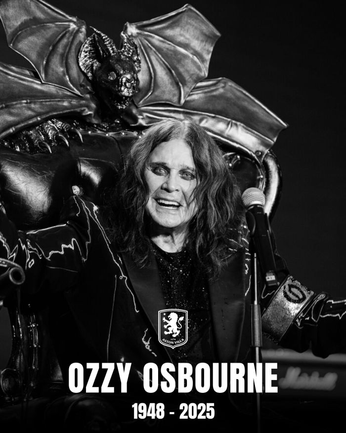 Aston Villa lamenta morte de Ozzy Osbourne