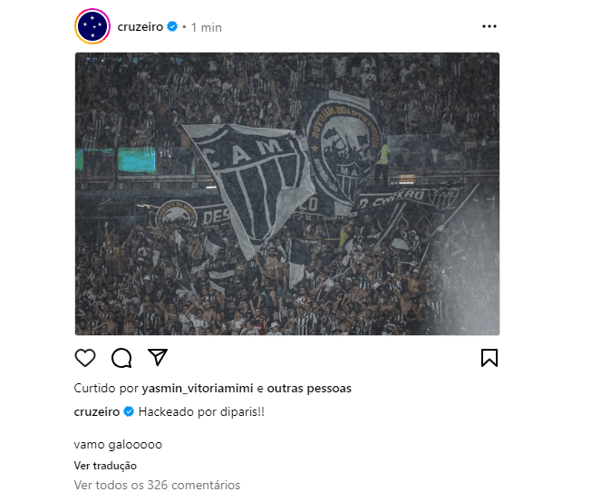 Hacker publicou foto da torcida do Atlético no perfil do Cruzeiro Hacker publicou foto da torcida do Atlético no perfil do Cruzeiro