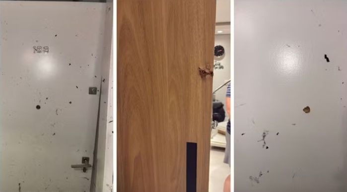 Marcas de tiro no interior do apartamento em Pinheiros, na Zona Oeste da capital. Marcas de tiro no interior do apartamento em Pinheiros, na Zona Oeste da capital.