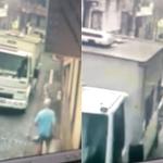 Idoso é atingido por cano que caiu de caminhão em movimento, em Nova Lima; veja vídeo