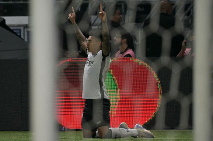 Igor Jesus comemora gol do Botafogo sobre Palmeiras