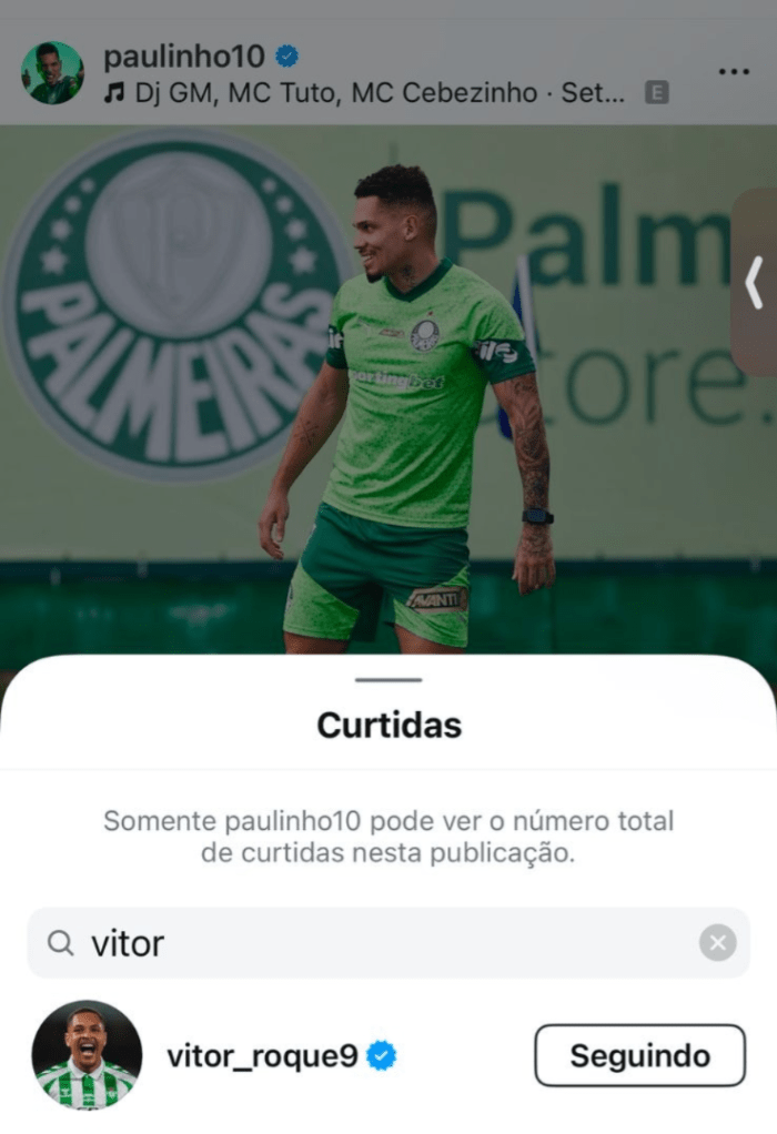 Vitor Roque curte postagem de Paulinho Vitor Roque curte postagem de Paulinho
