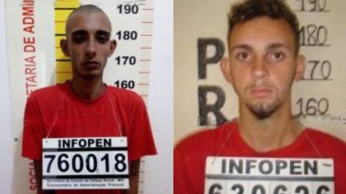 Tharley Chaves de Souza, de 25 anos, aparece do lado esquerdo da foto e Luiz Carlos Silva Santana Júnior, de 33 anos, do lado direito.