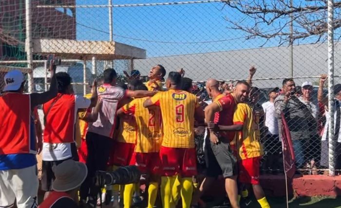 Time do Verona celebra gol contra o Danúbio Time do Verona celebra gol contra o Danúbio