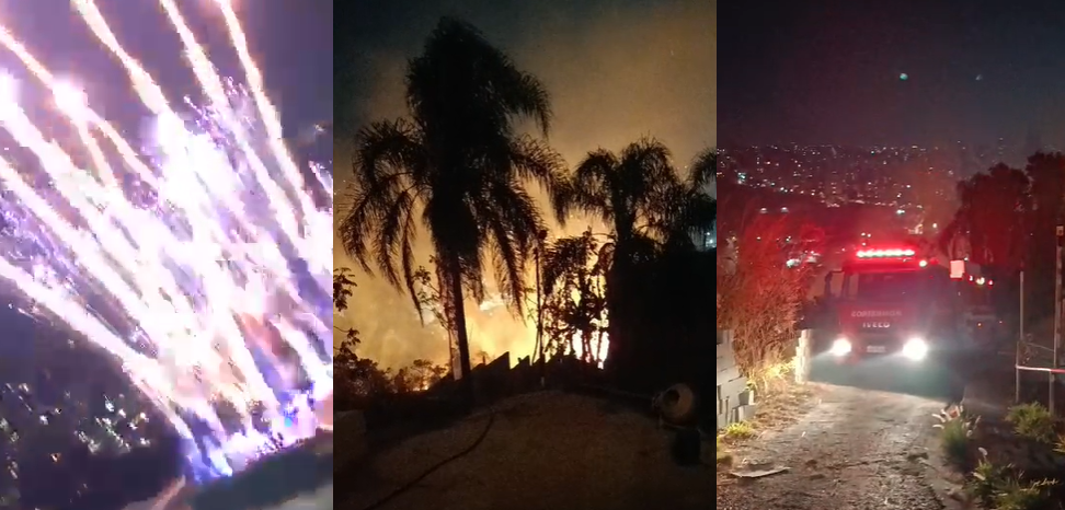 Vídeo: fogos de artifício lançados por boate podem ter provocado incêndio em mata no Buritis, em BH