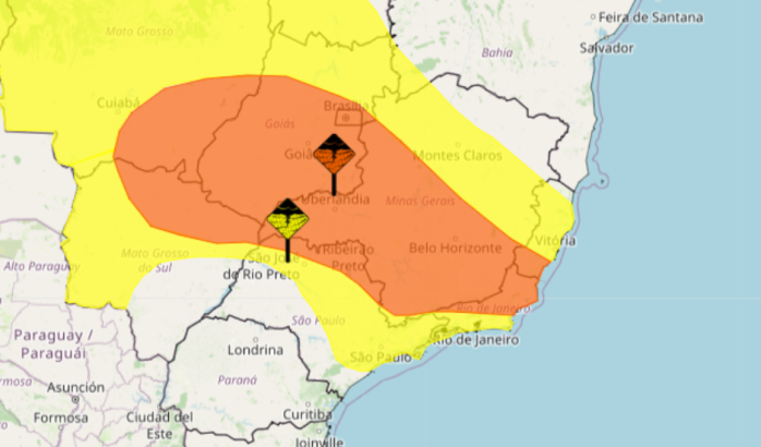 Alertas do Instituto valem até a manhã desta segunda-feira (11)