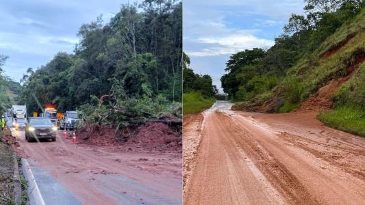 Chuva provoca interdições nas BR-040 e BR-267, na Zona da Mata