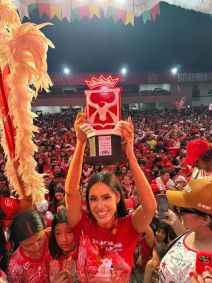 Isabelle Nogueira celebra vitória do 'Boi Garantido'
