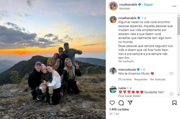 Na foto, a família está no alto de um morro em Aiuruoca, no interior de Minas Gerais.