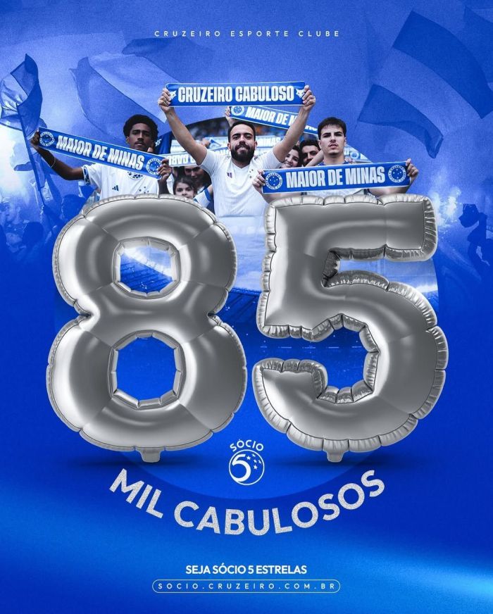 Cruzeiro chega à marca de 85 mil sócios-torcedores e amplia recorde