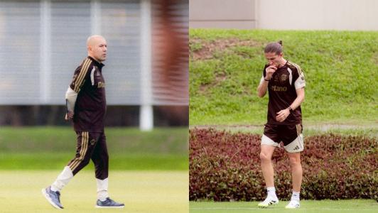 Jardim e Filipe Luis, atual e ex-treinador do Flamengo