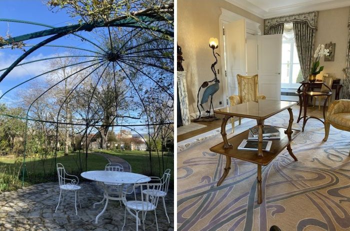 Jardim Maison e Sala de Visitas com mesa feita por Émile Gallé