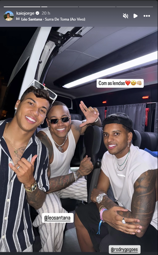 Kaio Jorge aproveitou balada com Rodrygo, do Real Madrid, e com cantor Léo Santana