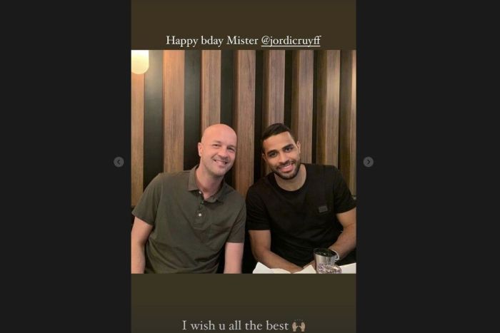 Jordi Cruyff com Alan Kardec, em foto publicada nessa sexta-feira (9) pelo atacante do Atlético