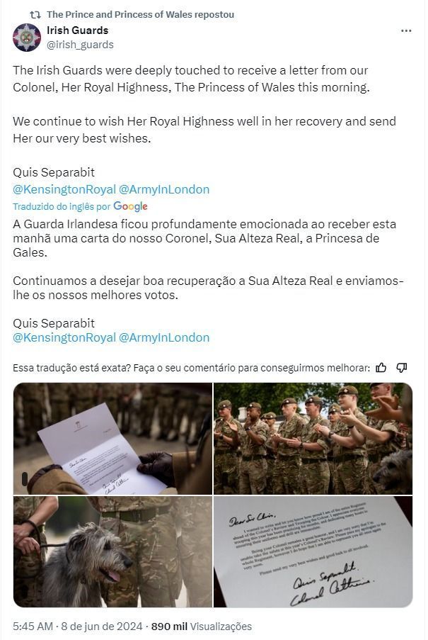 Princesa Kate pede desculpas por perder desfile e espera voltar Princesa Kate pede desculpas por perder desfile e espera voltar