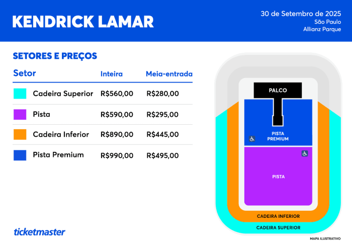 Mapa do evento e preços do show do Kendrick Lamar no Brasil 