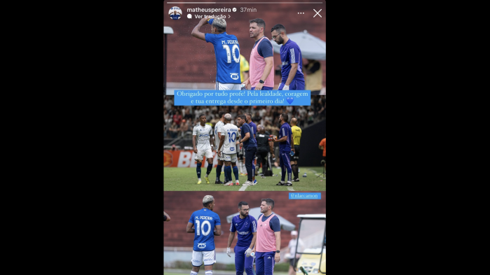 Postagem de Matheus Pereira nesta terça-feira (9), no Instagram Postagem de Matheus Pereira nesta terça-feira (9), no Instagram