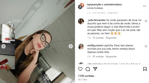 Seguidores encheram o Instagram de Layla de comentários