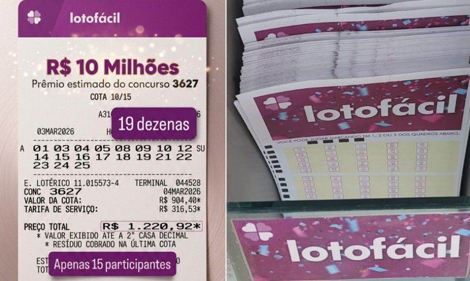 Lotofácil de R$ 10 milhões: lotérica faz bolão com jogo que custa R$ 13,5 mil
