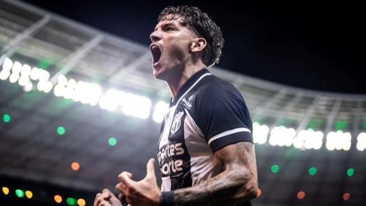 Atacante Lucca comemora gol do Ceará sobre o Fortaleza no jogo de ida da final do Campeonato Cearense de 2026