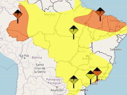 Mapa do Inmet mostra onde pode chover no Brasil Mapa do Inmet mostra onde pode chover no Brasil