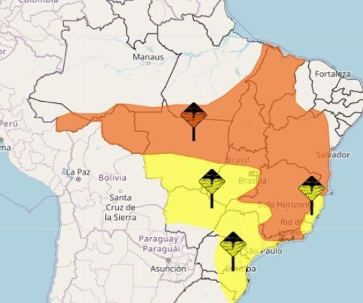 Inmet alerta para risco de chuva intensa no Brasil 