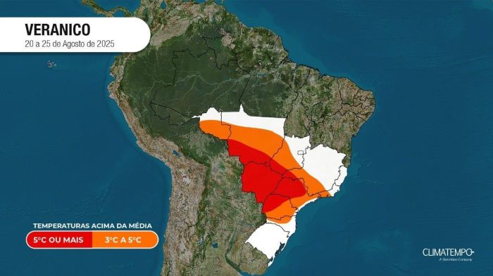 Mapa mostra como ficam as temperaturas em região afetada pelo fenômeno