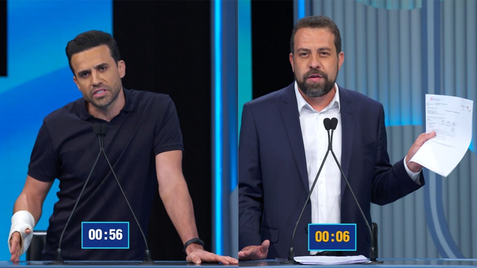 Debate em SP: Boulos quebra regra e desafia Marçal a exibir exame toxicológico