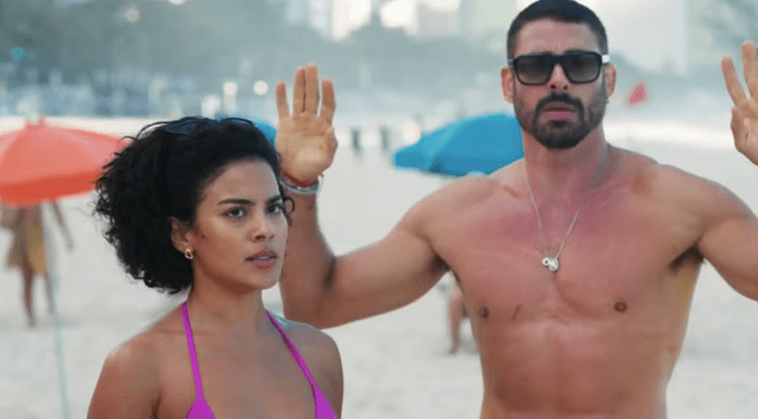 Bella Campos (Maria de Fátima) e Cauã Reymond (César)