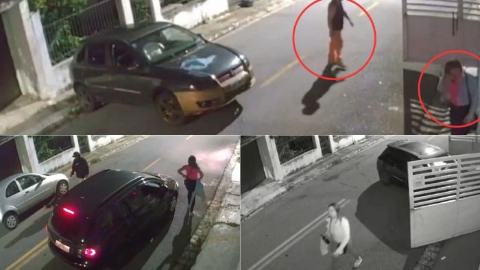 Imagens de uma câmera de segurança flagraram três suspeitos entrando na casa da vítima horas antes de o corpo ser encontrado.