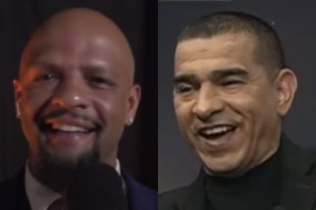 Felipe Melo e Victor Hugo Aristizábal em 'resenha' durante participação na ESPN